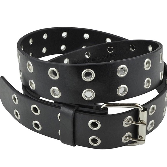 Silver Buckle leather eyelet belt - Picture 3 of 6